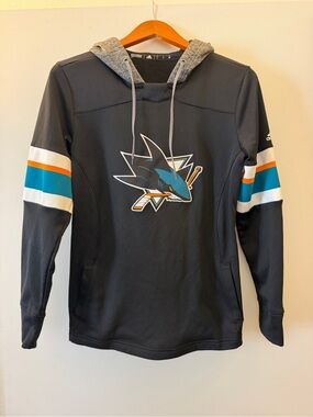 adidas Black Teal Orange San Jose Sharks Hoodie with Gray Hood